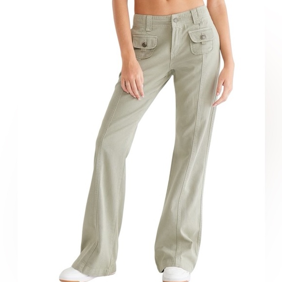 Aeropostale Other - Aeropostale khaki low-rise flare pants with front cargo pockets